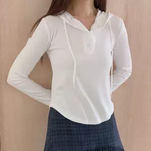 여자 버튼 긴팔후드티 잔골지 굴림 데일리룩 티셔츠