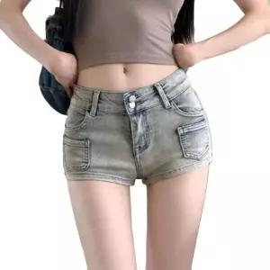 [하프클럽/]여성용 하이웨스트 데님 반바지 캐주얼 핫팬츠
