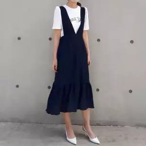 [하프클럽/]여름 롱 뷔스티에 원피스 인견 멜빵 66 77 88 30대 40대 나시 브이넥