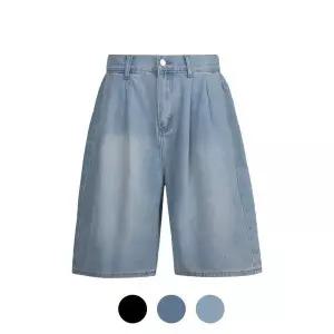 [하프클럽/]남성 캐주얼 와이드 백밴딩 데님 반바지 IC-JEH-702-1_2_3