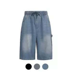 [하프클럽/]남성 캐주얼 와이드 데님 밴딩 반바지 IC-JEH-703-1_2_3