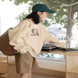 [하프클럽/]기모 여성 루즈핏 심플 레터링 맨투맨 티셔츠 데일리웨어