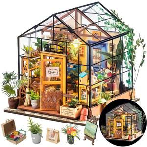 롤라이프 DIY 온실 키트 가구 할로윈/크리스마스 장식 가족 및 친구를 위한 선물이 포함된 작은/미니 하우