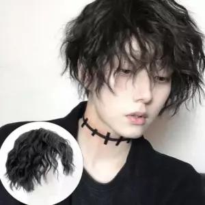 남성용 스타일리쉬 패션 웨이브 펌 헤어 가발