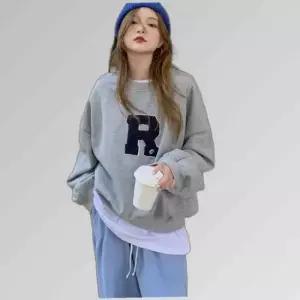 여성 뽀글이 R 영문 라운드넥 티셔츠 URK-415
