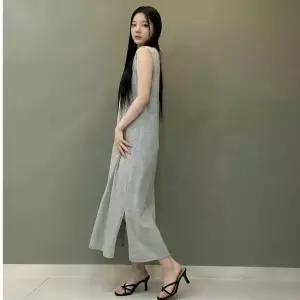 블론디 민소매 옆트임 여름 원피스 면 롱원피스