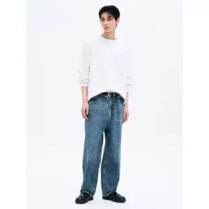 에잇세컨즈 455121EP6P 데님 와이드팬츠 레직기 테이퍼드핏 팬츠 블루 4704169