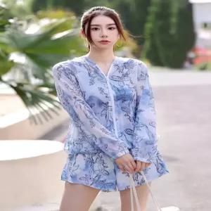 50대래쉬가드 부모님레쉬가드 중년 블루3종세트 엄마 수