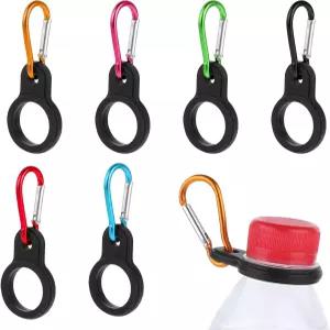 LIQWEI 6 PCS 실리콘 물병 카라비너 과 D링 가 있는 버클 홀더 하이킹 캠핑 여행 등산에