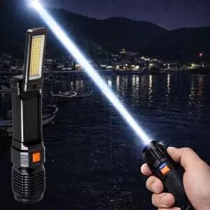 [하프클럽/]SMD 충전식 LED 멀티 캠핑 야외 줌 서치 라이트 랜턴 손전등 후레