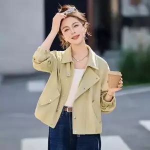 여성 봄 캐주얼 빈티지 숏 무스탕 재킷 코트 터틀넥 OP1