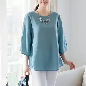 기본 무지 소매주름 인견7부 블라우스 티 L,XL,2XL