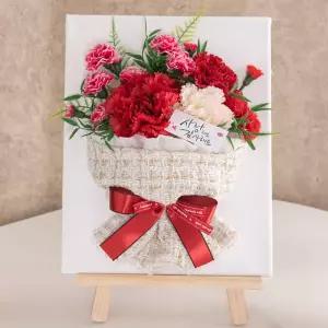 카네이션 조화 액자 이젤 띠아모캔버스set 35cm 꽃 어버이날 스승의날 테이블 장식 감사 선물 행사 소품