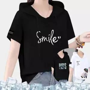 박스핏  레터링 반팔 후드티셔츠 5컬러