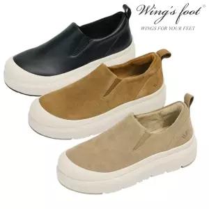 [롯데백화점]윙스풋 여성 LOON WOMENS 천연소가죽 키높이 슬립온 양털 인솔 제공 3컬러 (W708QC-W-EGR)