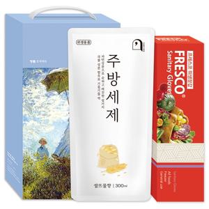 생활의쉼표 세제 위생용품 선물세트 12호 (위생장갑 30P + 곡물 주방세제)