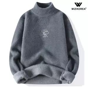 남성 털안감 반목 터틀넥 스웨터 기모 반폴라 WI009N