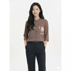 [하프클럽/크로커다일레이디]브라운 아우터형 블라우스 CLCMBL109