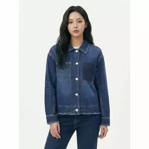 [하프클럽/올리비아하슬러]여성 간절기 캐주얼 스타일 인디고블루 데님 숏