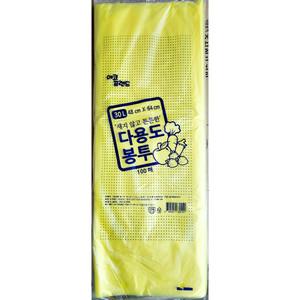 비닐봉투 30L/48x64/100p 노란 분리수거 재활용 봉지