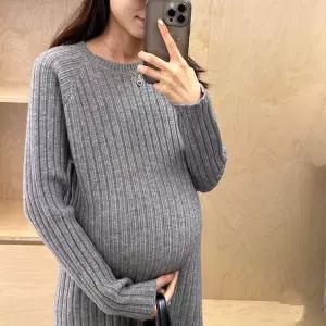 겨울 목폴라 터틀넥 원피스 라운드넥 임산부 루즈핏