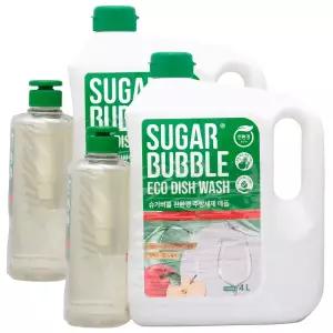 슈가버블 친환경 주방세제 애플 본품 940ml 2개 + 리필 4L 2개