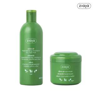 [유통기한 26.08.01] 지아자 올리브 샴푸 400ml + 올리브 헤어 마스크팩 200ml