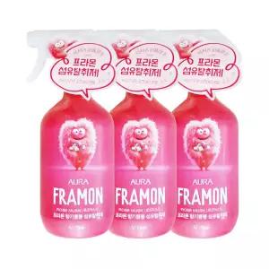 엘지 아우라 프라몬 향기뿜뿜 섬유탈취제 로즈머스크 490ml 3개 섬유탈취