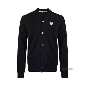 [꼼데가르송] FW24 공용 더블 하트 와펜 가디건 AX N062 051 1 BLACK