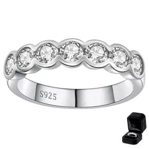 LOIPURI Moissanite 결혼 기념일 반지, 아내를 위한 감성 감사 선물, 2.1CT 모이사나이트 하프 이터니티 링
