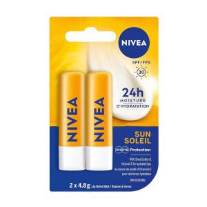 니베아 선 케어 립밤 스틱, SPF 30, 듀오 팩 (2 x 4.8g) (캐나다에서 수입)
