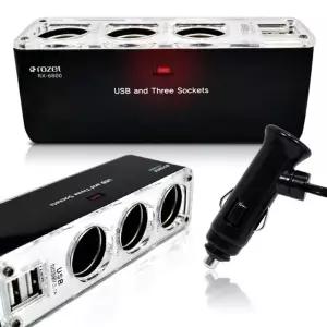 (3구)(USB 2포트) 로제트 차량용 시가잭/차량/시거잭/시거/플러그/확장/변환기/멀티/소켓/시가짹/자동차