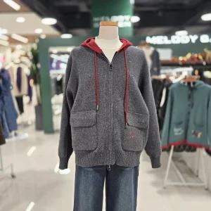 포켓 비즈 집업 가디건 (M25WAC133 다크그레이)