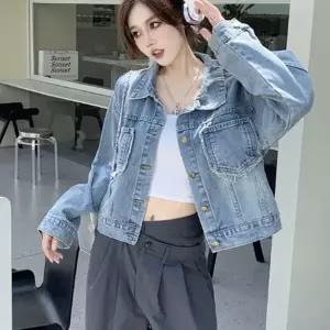 코트 자켓 점퍼 아우터 기본 포켓 루즈핏 데님 데일리 청 가을 여자