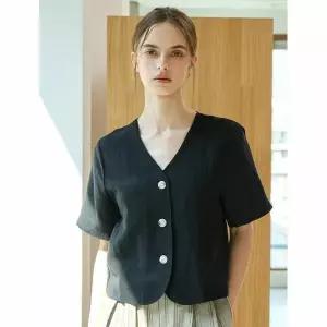 [하프클럽/나인식스뉴욕]데일리 브이넥 린넨 반팔 자켓 (NQ2JK001L0)