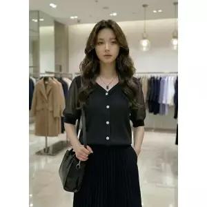 [롯데백화점]SOUP 시스루 퍼프소매 반팔 니트  SC4GD30T