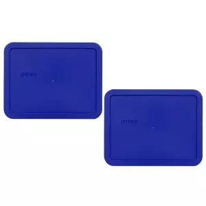 Pyrex 7211-PC 6컵 코발트 블루 직사각형 플라스틱 식품 보관 뚜껑 (2팩) - 미국 제조