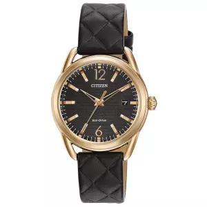[미국수입정품] 시티즌 Citizen Eco-Drive 캐주얼 여성용 시계, 스테인리스 스틸, 블랙 스트랩, 다이얼, 클