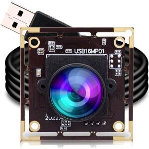 [미국배송] 170도 어안 렌즈를 갖춘 라즈베리 파이용 ELP 16MP 광각 USB 카메라 모듈 컴퓨터 4K 미니 UVC USB2.0 비디오 웹캠 보드 산업용 PC 라이트번 IMX298 노트북 ELP-USB16MP01-L170