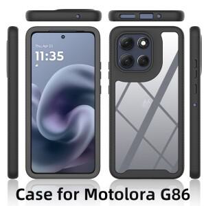 모토로라 모토 G86, G56 케이스 소프트 범퍼 + 크리스탈 클리어 하드 백 패널 360 보호 충격 방지 커버 G 8