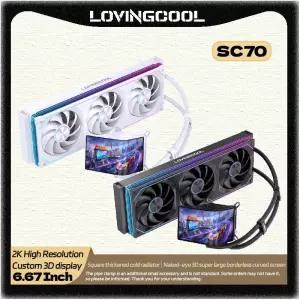 러빙쿨 SC70 360 ARGB CPU 수냉 쿨러 라디에이터 6.67인치 육안 3D 초대형 프레임리스 곡면 스크린 워터