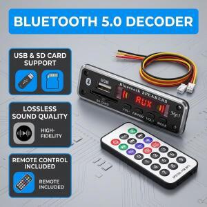 DC 12V 블루컬러투스 5.0 MP3 디코더 보드 앰프 플레이어 지원 모듈 자동차 스피커용 WM/WV/FLC/PE/FM