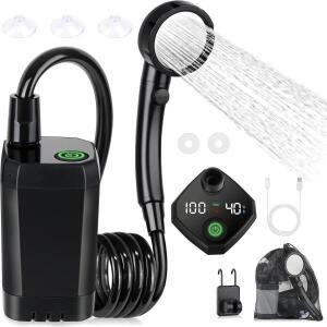캠핑용 휴대용 샤워기, 스포팔 6000mAh 충전식 하이킹, 여행, 차량용 지능형 LED 디스플레이 탑재