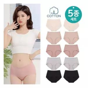 여성 면팬티 5매 3매 세트 [기획 순면 맥시] 90~115 120 아랫배를 감싸는 편안한 팬티 빅사이즈 여성 여자