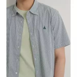 브랜드정품 빈폴 BEANPOLE MEN 플레인 스트라이프 반소매 셔츠 - 그린 153850