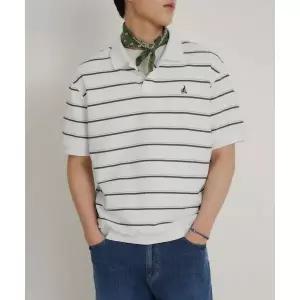 빈폴 칼라넥 스트라이프 미니와플 반소매 티셔츠 라이트 그린 BC6342C35L 512384