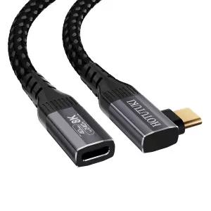 HOTUTUKI 직각 USB C 연장 케이블 2FT 호환 Thunderbolt 4 40Gbps 데이터 전송 8K 비디오 디스플레이 240W