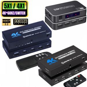 54 in 1 Out 4K HDR HDMI 2.0 스위처 4X1 포트 60Hz 스위치 HDCP 2.2 HDR10 PS5 PS4 apple 호환 TV용 IR 원