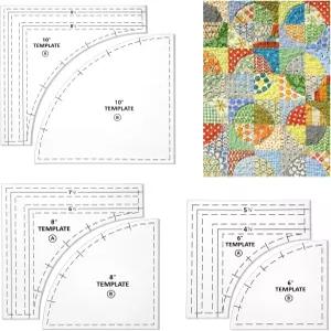 오클린 3종 세트 퀼팅 템플릿 10/8/6인치 투명 아크릴 자 및 DIY 공예 재봉용 쿼터 서클 재봉 패턴을 자를