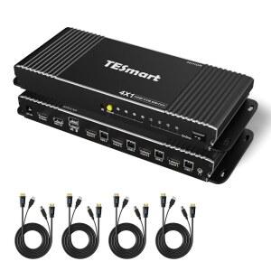 TESmart HDMI KVM 스위치 4포트 4K@60Hz 울트라 HD 4x1 4개의 5피트 KVM 케이블로 키보드 마우스 패스스루 USB 2.0 장치(블랙) 지원